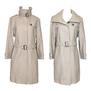Burberry Rushworth wool cashmere single breasted neutral beige coat 14